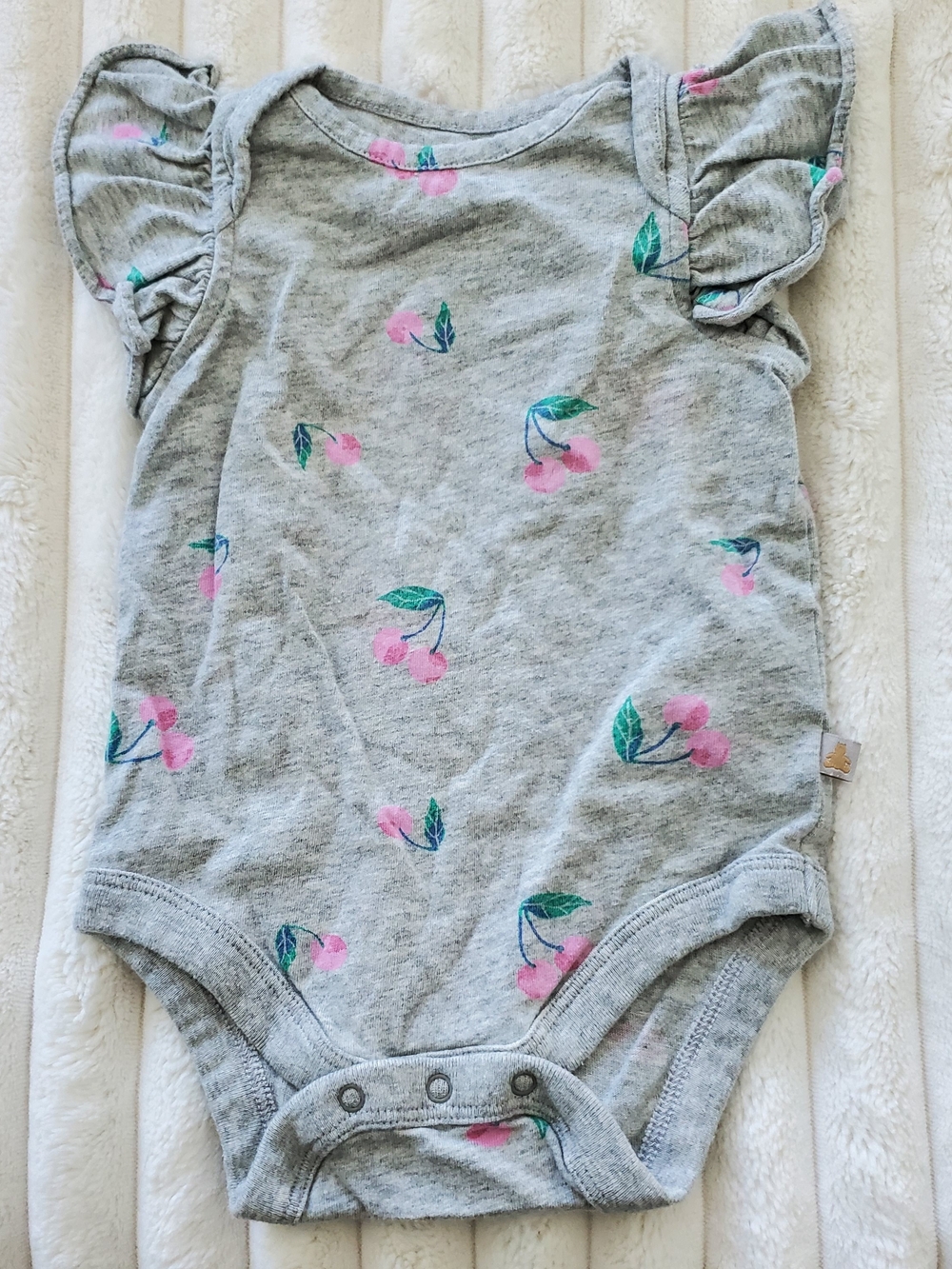 GAP Baby Light Gray Onesie with Navy Print